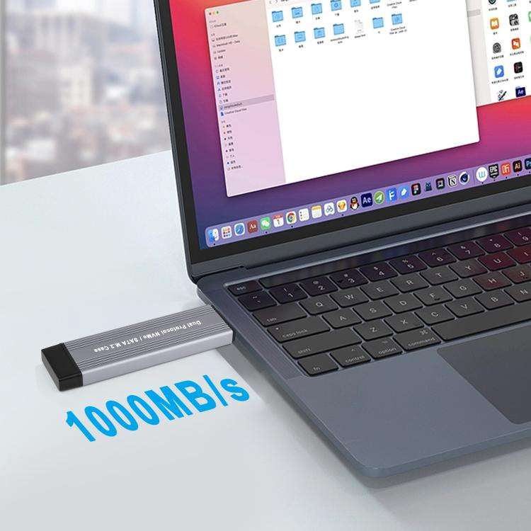 NVMe / SATA M.2 10Gbps USB3.1 Gen2 NVMe Hard Drive Enclosure With Direct Plug USB + Type-C Dual I...