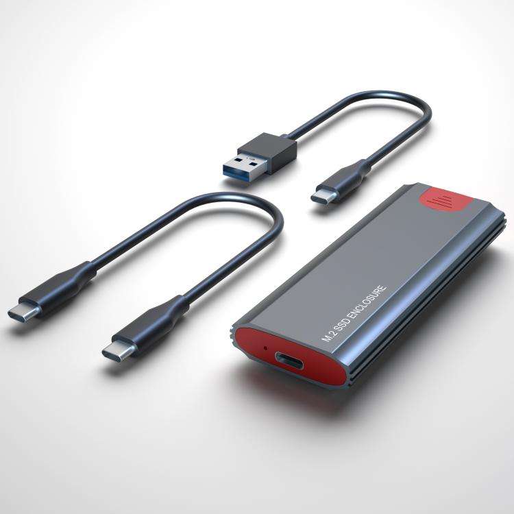 M.2 NVMe/SATA SSD Enclosure USB-C 10Gbps External Case Supports Up To 2TB With 2 Cables