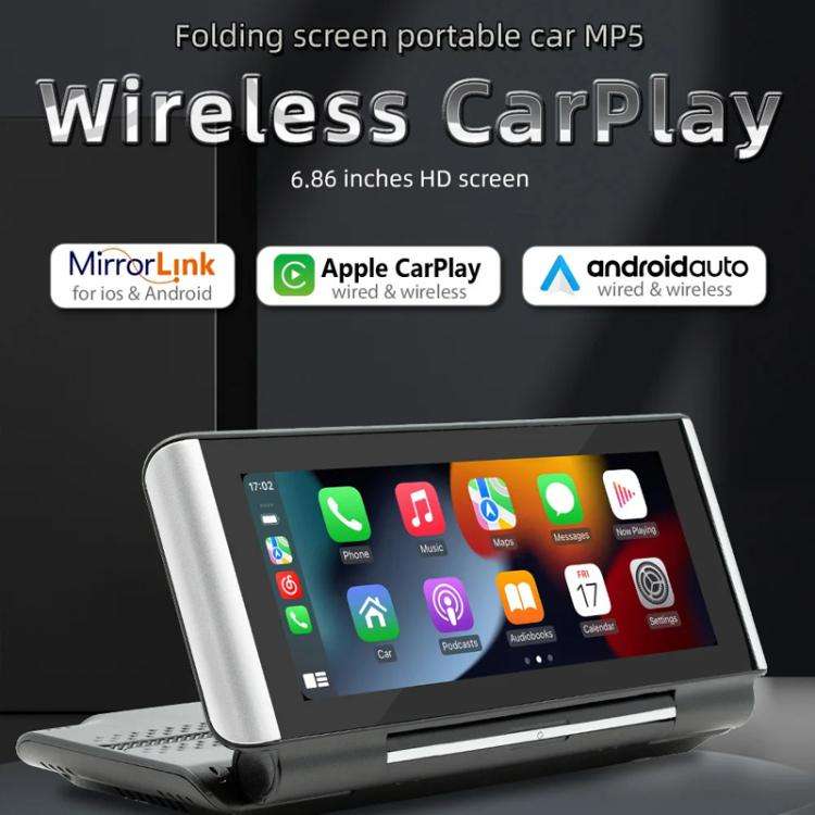 6.86 Inch Foldable Portable Bluetooth Car MP5 Player With MirrorLink/CarPlay/Android Auto Support...