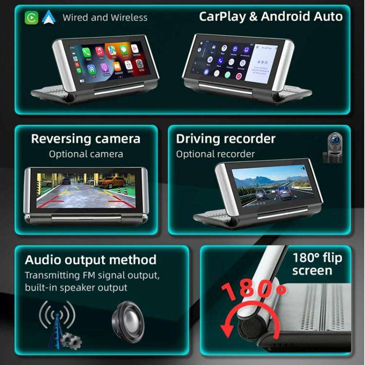 6.86 Inch Foldable Portable Bluetooth Car MP5 Player With MirrorLink/CarPlay/Android Auto Support...