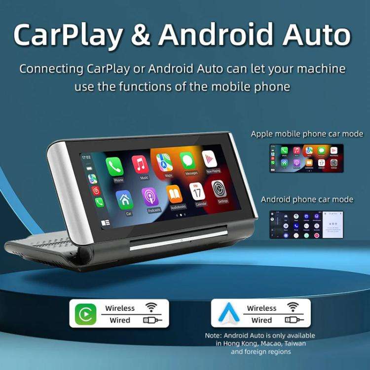 6.86 Inch Foldable Portable Bluetooth Car MP5 Player With MirrorLink/CarPlay/Android Auto Support...