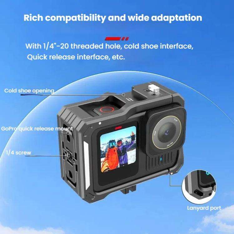 HEPAIL AC68 Aluminum Alloy Rabbit Cage Frame For GoPro HERO13 Black /12 Black /11 Black /10 Black...