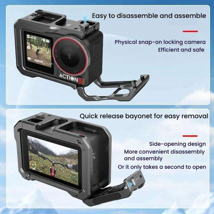 For DJI Osmo Action 5 Pro / 4 / 3 HEPAIL AC70 Metal Rabbit Cage