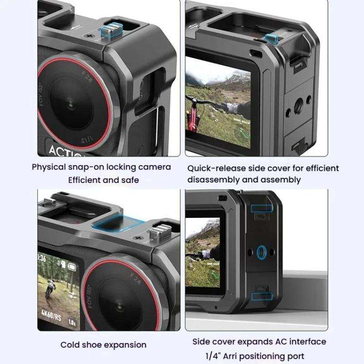 For DJI Osmo Action 5 Pro / 4 / 3 HEPAIL AC70 Metal Rabbit Cage