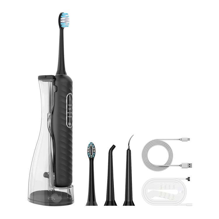 3-in-1 Electric Toothbrush, Water Flosser & Oral Irrigator with 180mL Detachable Tank(Black)