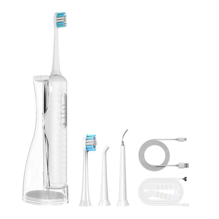 3-in-1 Electric Toothbrush, Water Flosser & Oral Irrigator with 180mL Detachable Tank(White)