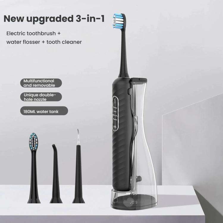 3-in-1 Electric Toothbrush, Water Flosser & Oral Irrigator with 180mL Detachable Tank(White)