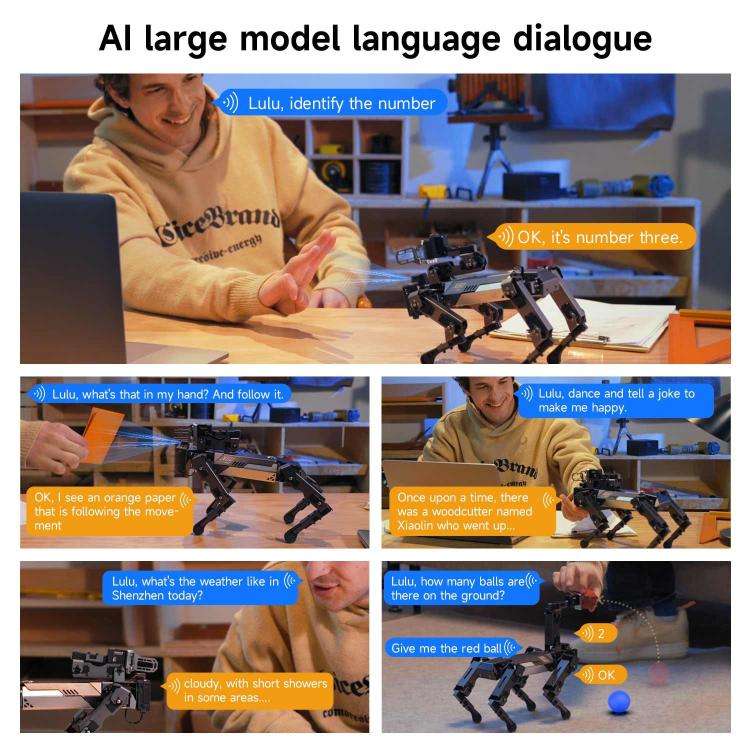 YAHBOOM DOGZILLA-Lite AI-Powered Bionic Robotic Dog 15-DOF Desktop Companion With Robotic Arm, Ra...