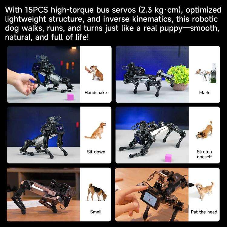YAHBOOM DOGZILLA-Lite AI-Powered Bionic Robotic Dog 15-DOF Desktop Companion With Robotic Arm, Ra...