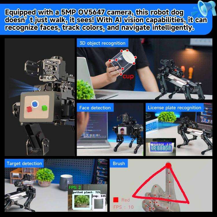 YAHBOOM DOGZILLA-Lite AI-Powered Bionic Robotic Dog 15-DOF Desktop Companion With Robotic Arm, Ra...