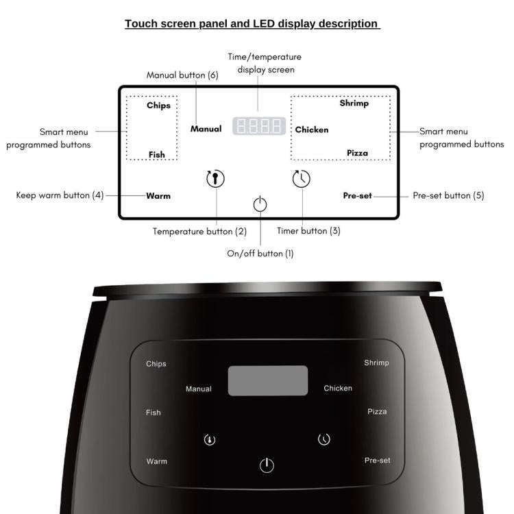 6L 1400W Air Fryer Household Large Capacity French Fry Maker Multifunctional Electric Fryer, Colo...