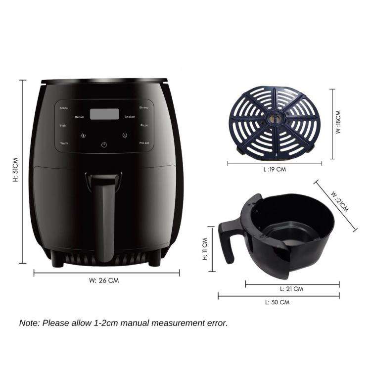 6L 1400W Air Fryer Household Large Capacity French Fry Maker Multifunctional Electric Fryer, Colo...