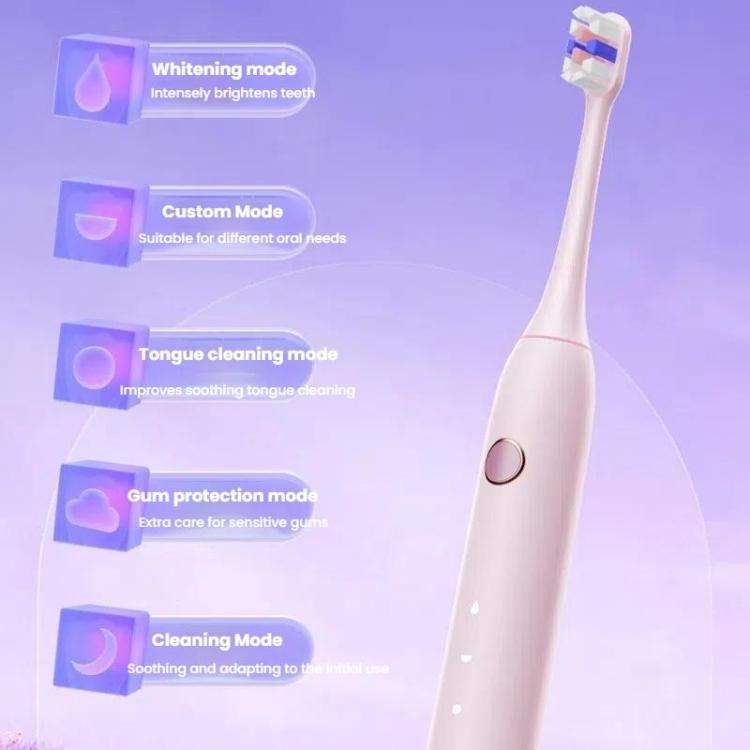 Rechargeable Sonic Electric Toothbrush for Adults with Custom Mode, Antibacterial Brush Heads, Sm...