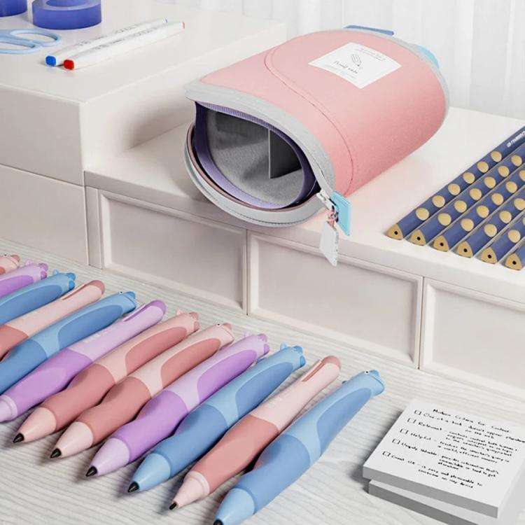 Vertical Pencil Cases Expandable Large Capacity Desk Stationery Organizer For Students(Khaki)