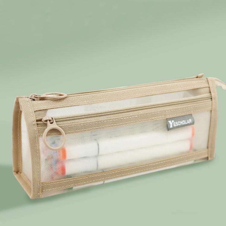 Large Capacity Double-Layer Mesh Pencil Case Triangular Base Design Exam Accessory Pouch(Light Co...