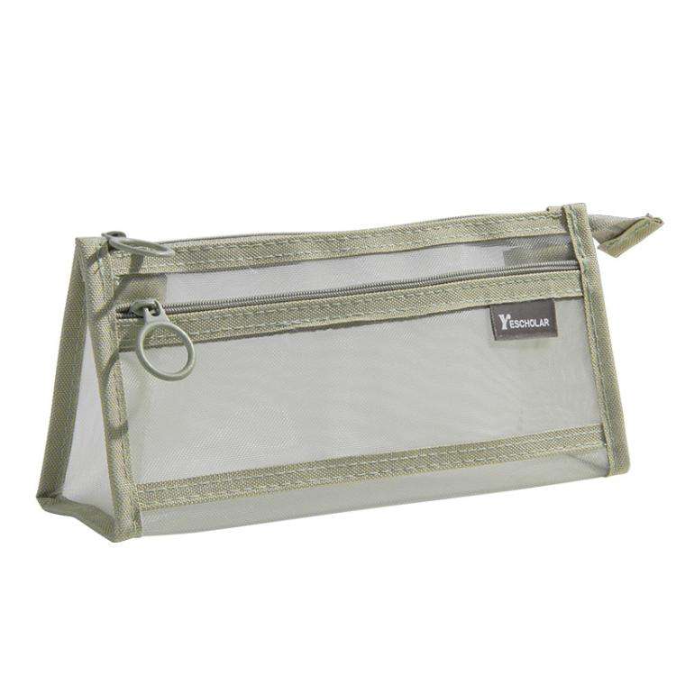 Large Capacity Double-Layer Mesh Pencil Case Triangular Base Design Exam Accessory Pouch(Light Co...
