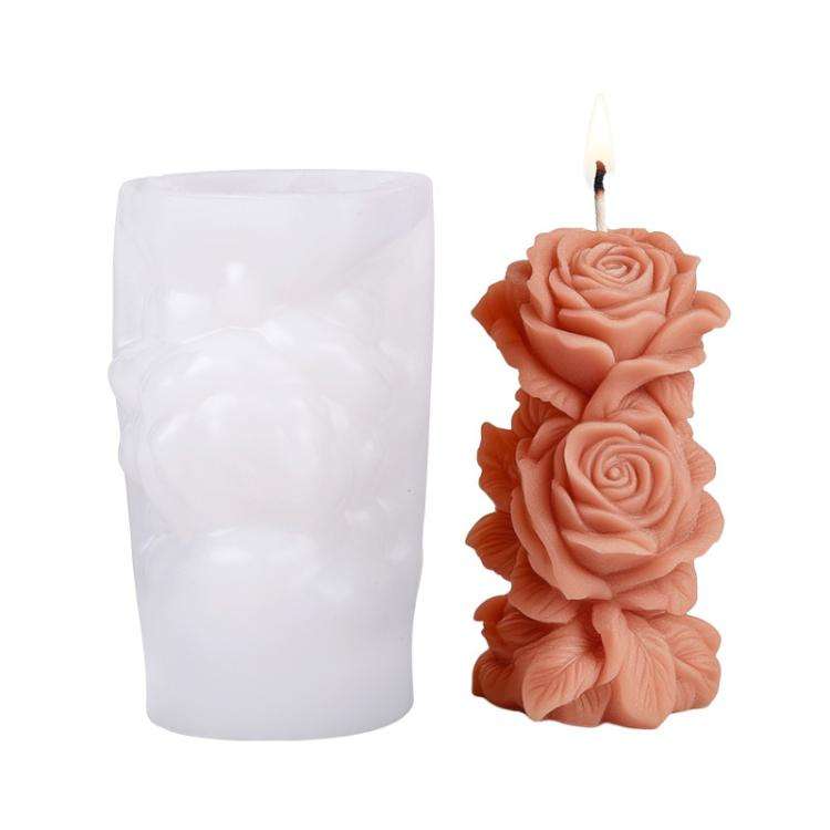 Flower Column Aromatherapy Candle Silicone Mold DIY Handmade Gift Diffuser Stone Mold, Style: Dre...