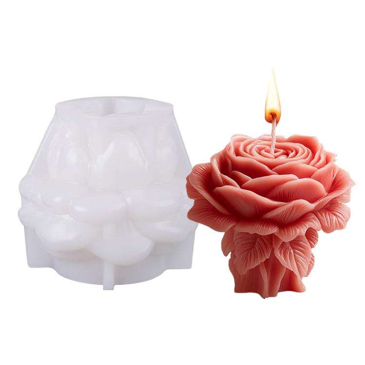 Flower Column Aromatherapy Candle Silicone Mold DIY Handmade Gift Diffuser Stone Mold, Style: Ros...