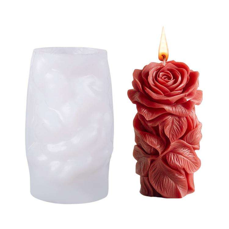 Flower Column Aromatherapy Candle Silicone Mold DIY Handmade Gift Diffuser Stone Mold, Style: Ros...