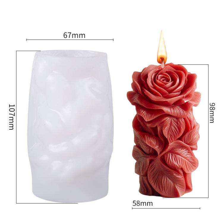 Flower Column Aromatherapy Candle Silicone Mold DIY Handmade Gift Diffuser Stone Mold, Style: Ros...