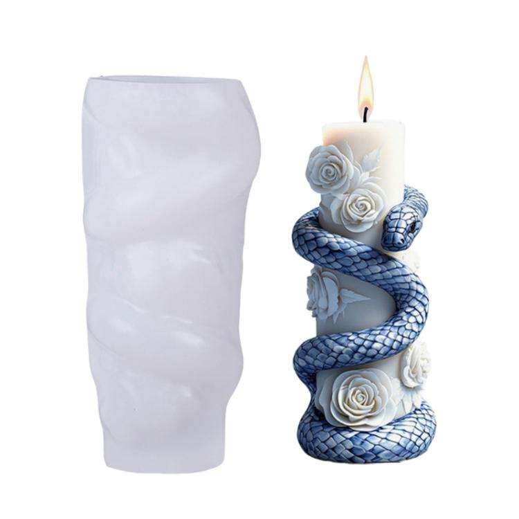 Snake-Shaped Aromatherapy Candle Silicone Mold DIY Diffuser Stone Gift Mold, Style: Snake Flower ...