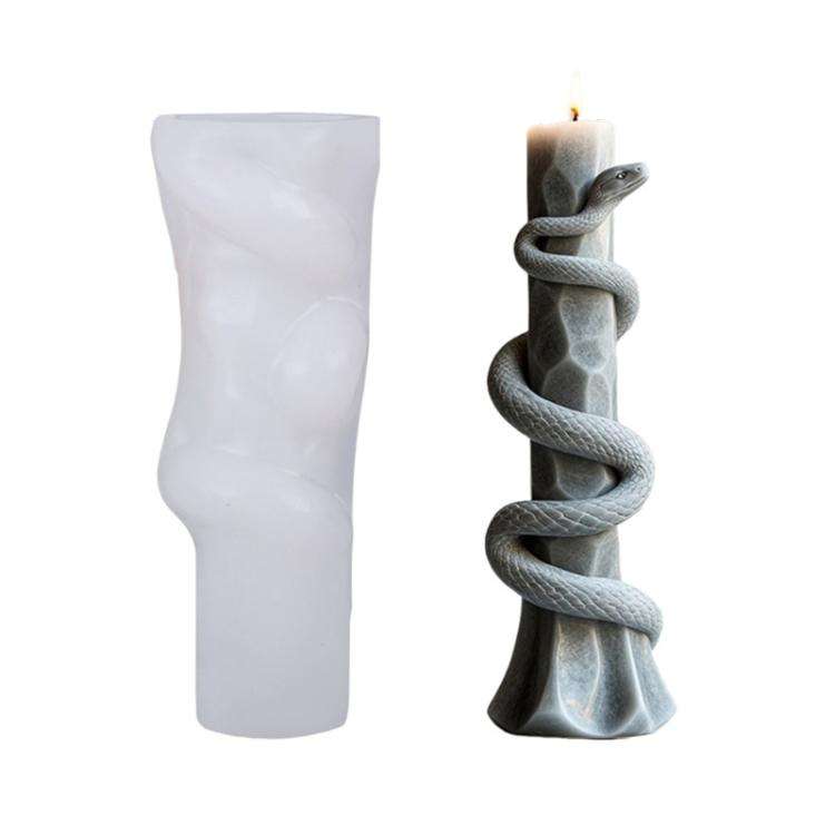 Snake-Shaped Aromatherapy Candle Silicone Mold DIY Diffuser Stone Gift Mold, Style: Snake Stone C...