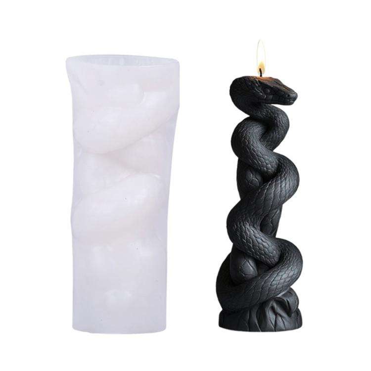 Snake-Shaped Aromatherapy Candle Silicone Mold DIY Diffuser Stone Gift Mold, Style: Snake Column ...