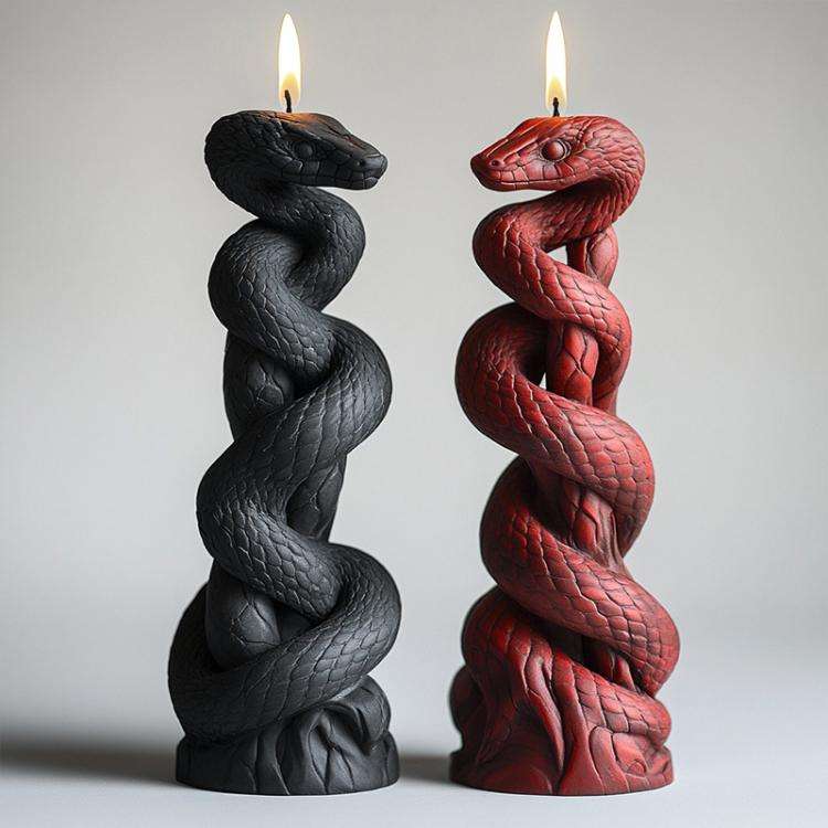 Snake-Shaped Aromatherapy Candle Silicone Mold DIY Diffuser Stone Gift Mold, Style: Snake Column ...