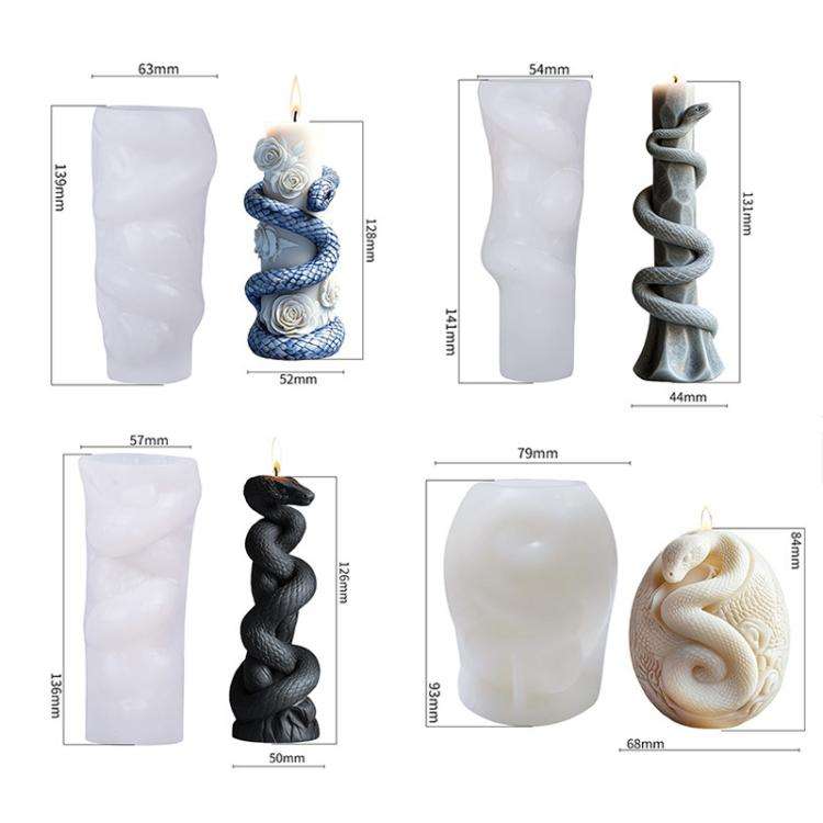 Snake-Shaped Aromatherapy Candle Silicone Mold DIY Diffuser Stone Gift Mold, Style: Snake Column ...