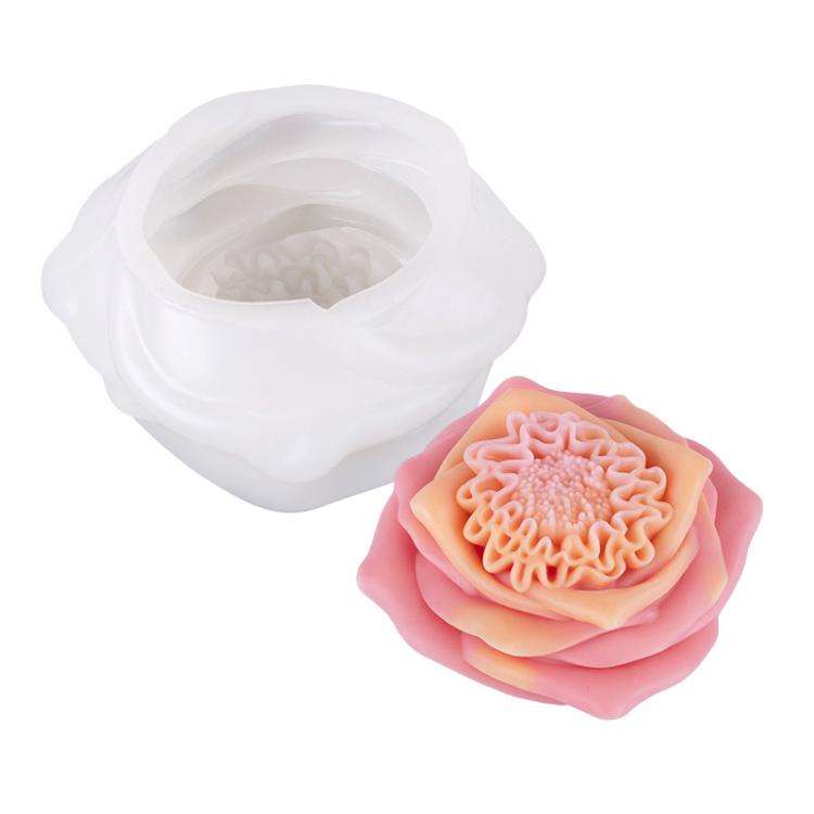 Candle Silicone Mold DIY Floral Aromatherapy Handmade Plaster Casting Mold, Style: Layered Flower...