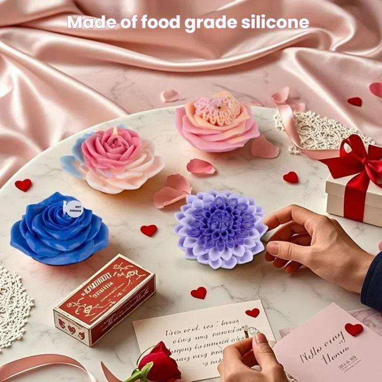 Candle Silicone Mold DIY Floral Aromatherapy Handmade Plaster Casting Mold, Style: Layered Flower...