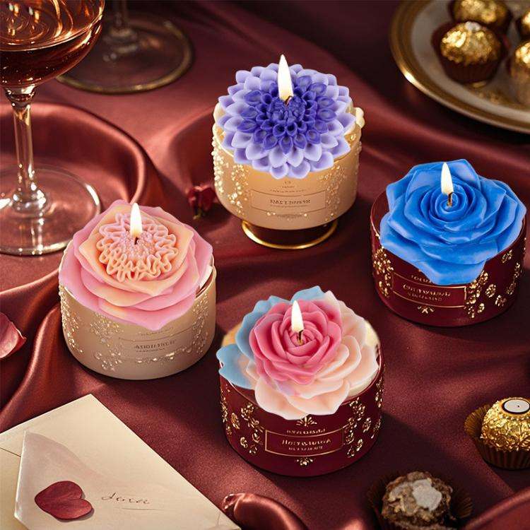 Candle Silicone Mold DIY Floral Aromatherapy Handmade Plaster Casting Mold, Style: Layered Flower...