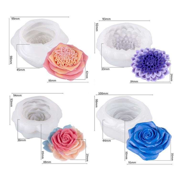 Candle Silicone Mold DIY Floral Aromatherapy Handmade Plaster Casting Mold, Style: Layered Flower...