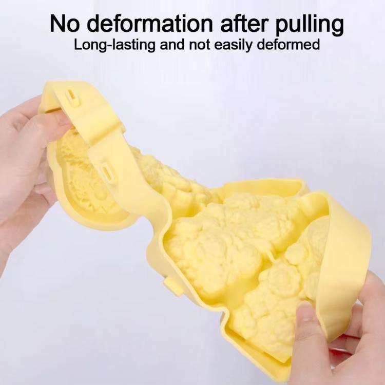 4 Grids Flower Ice Cream Silicone Mold Home Use Food-Grade Ice Pop Mold(Yellow)