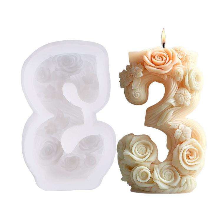 Flower Digital Aromatherapy Candle Silicone Mold DIY Diffuser Ornament Three-dimensional Digital ...