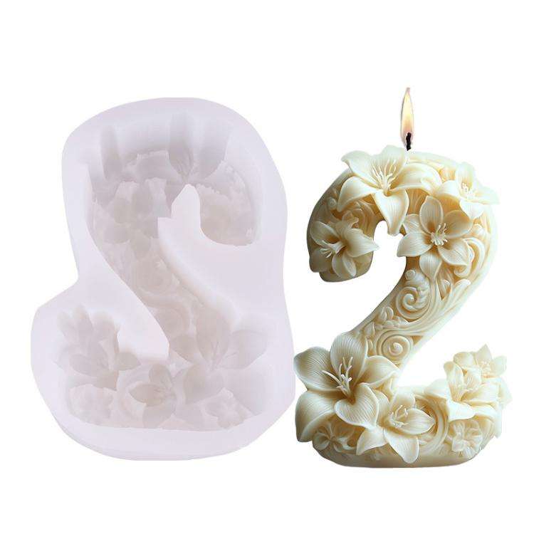 Flower Digital Aromatherapy Candle Silicone Mold DIY Diffuser Ornament Three-dimensional Digital ...