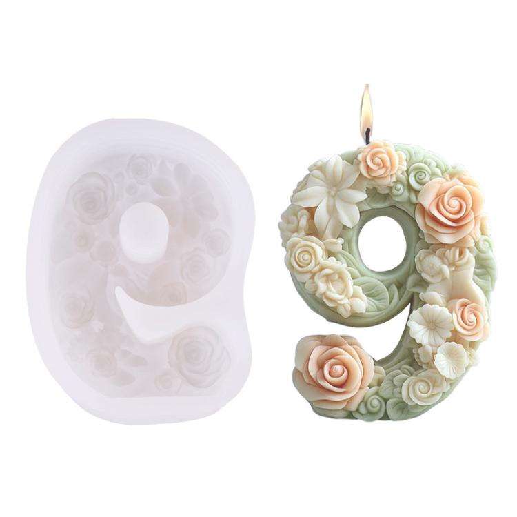Flower Digital Aromatherapy Candle Silicone Mold DIY Diffuser Ornament Three-dimensional Digital ...