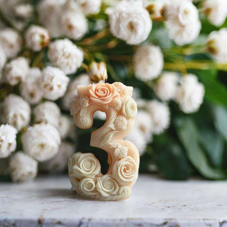 Flower Digital Aromatherapy Candle Silicone Mold DIY Diffuser Ornament Three-dimensional Digital ...