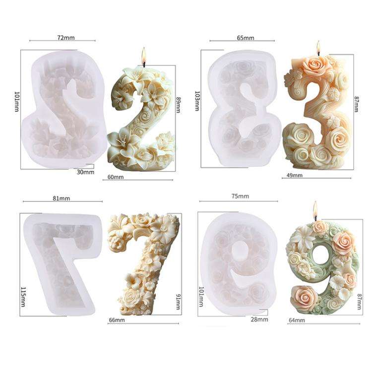 Flower Digital Aromatherapy Candle Silicone Mold DIY Diffuser Ornament Three-dimensional Digital ...