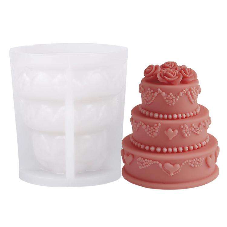 Rose Cake Scented Candle Silicone Mold DIY Diffuser Stone Ornament Handmade Soap Mold, Spec: B ZL...