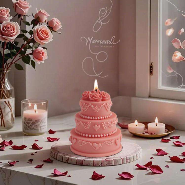 Rose Cake Scented Candle Silicone Mold DIY Diffuser Stone Ornament Handmade Soap Mold, Spec: B ZL...