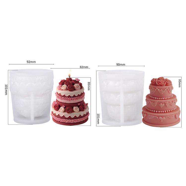 Rose Cake Scented Candle Silicone Mold DIY Diffuser Stone Ornament Handmade Soap Mold, Spec: B ZL...