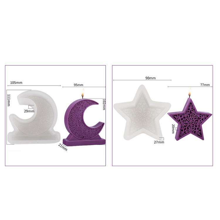 Candle Silicone Mold DIY Handmade Moon Star Aromatherapy Plaster Ornament Mold, Spec: Star LZ-652