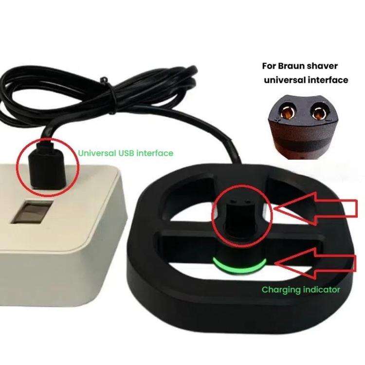 FLX-5210 Charging Base For Braun Series 1/3/5/6/7/8/9 Replacement Charger(Black)
