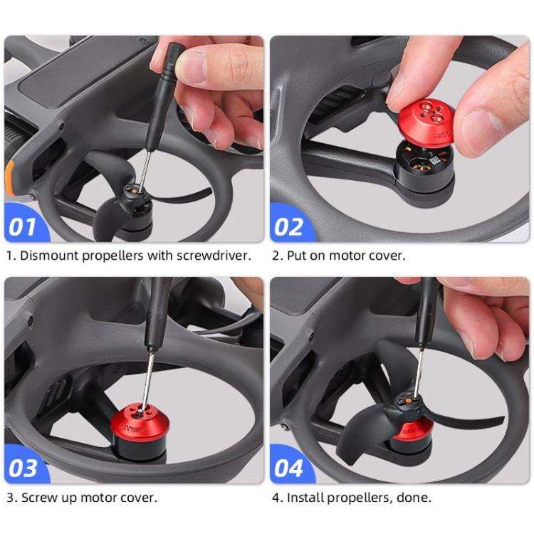 For DJI Avata 2 Sunnylife AT2-MD787 Motor Anti-dust Cover Aluminum Alloy Motor Protection Cover(Red)