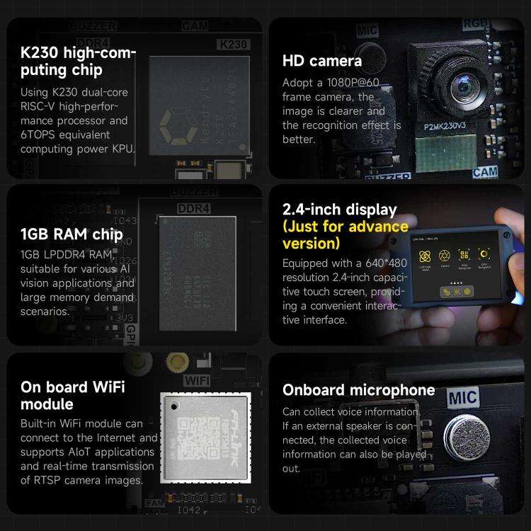 Yahboom K230 Vision Module Standard Edition CanMV Face Recognition Camera Sensor Heightened Angle...