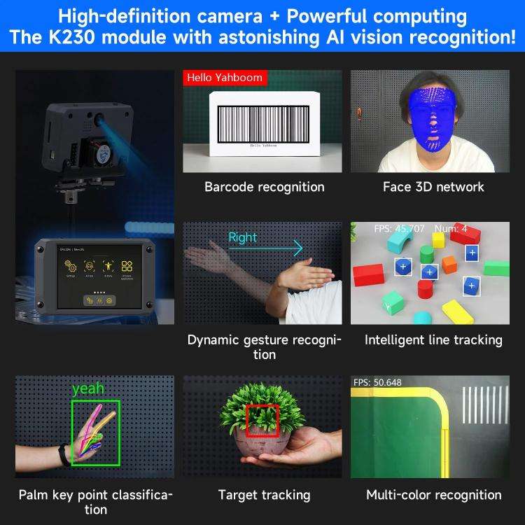 Yahboom K230 Vision Module Standard Edition CanMV Face Recognition Camera Sensor Heightened Angle...