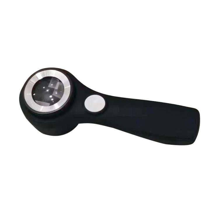Alloy Handheld 60x USB Charging Touch Switch LED Light Optical Glass Magnifier(Black)