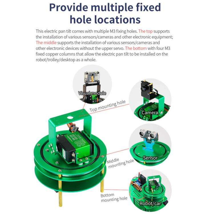 Yahboom 2DOF With Servo Electric Platform For Robot Car Green