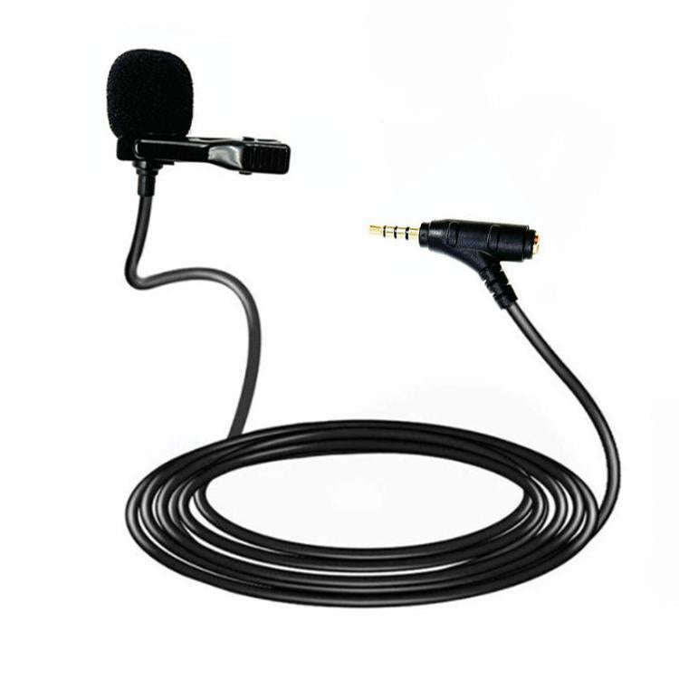 3.5mm TRRS Lavalier Microphone with Earphone Monitoring Jack Clip-on Lapel Mic 5m